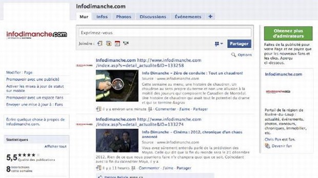 Infodimanche.com présent sur Facebook