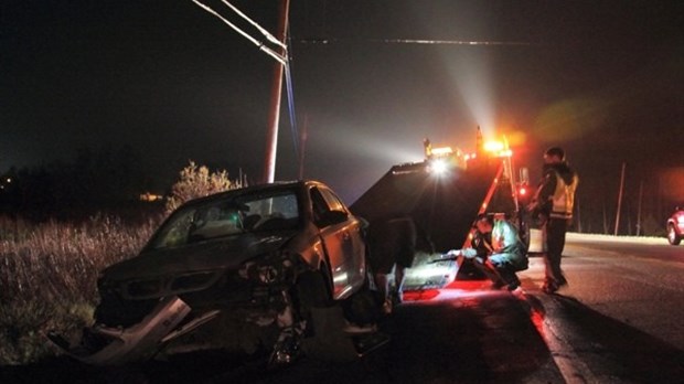 Accident dans une courbe de la route 293