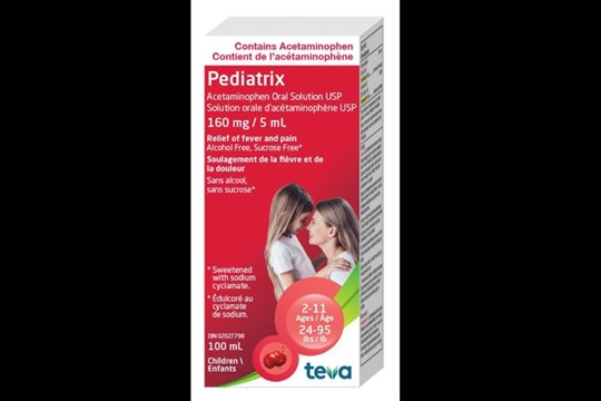 Rappel de la solution orale d’acétaminophène pour enfants Pediatrix 