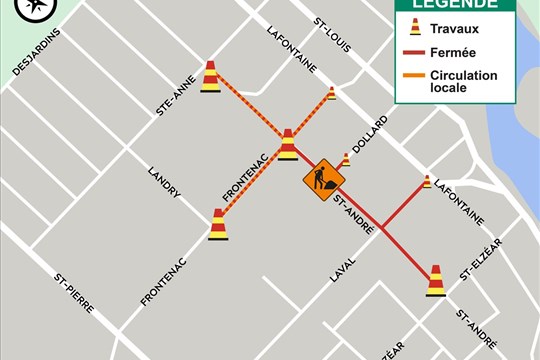 Fermeture partielle de l’intersection des rues Frontenac et Saint-André