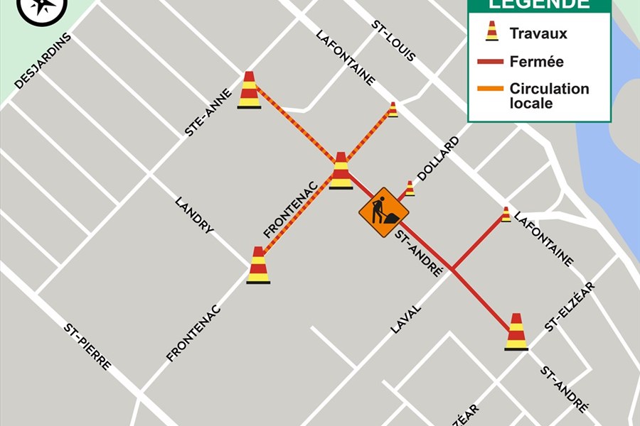 Fermeture partielle de l’intersection des rues Frontenac et Saint-André