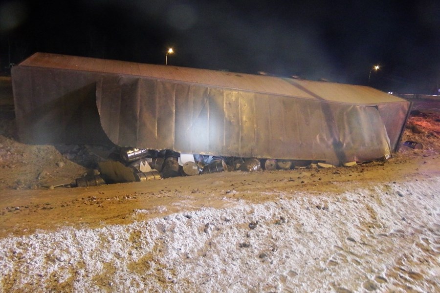 Sortie de route d’un poids lourd à Dégelis